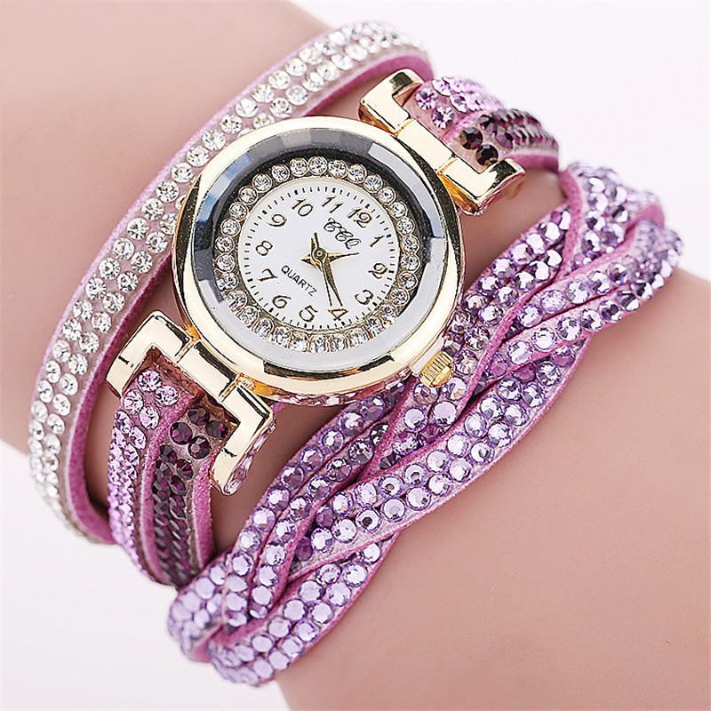 爆款推荐 个性麻花女士手链表 韩国绒绕圈铆钉手链表 女士手链表详情图9