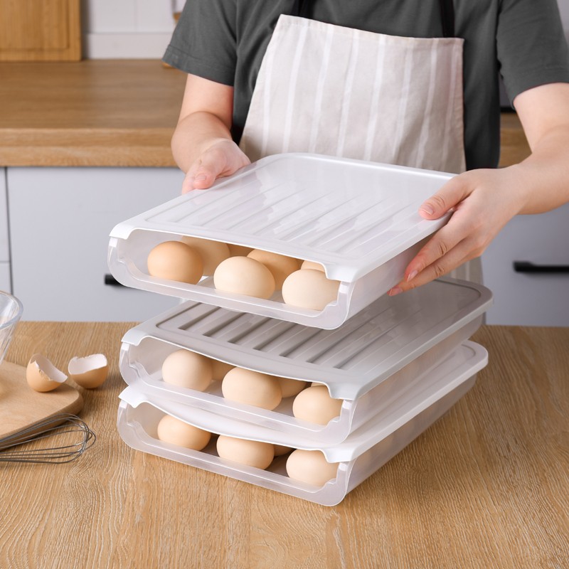 鸡蛋收纳盒单层带盖18格冰箱保鲜盒塑料蛋托加厚防摔鸭蛋盒子详情图6