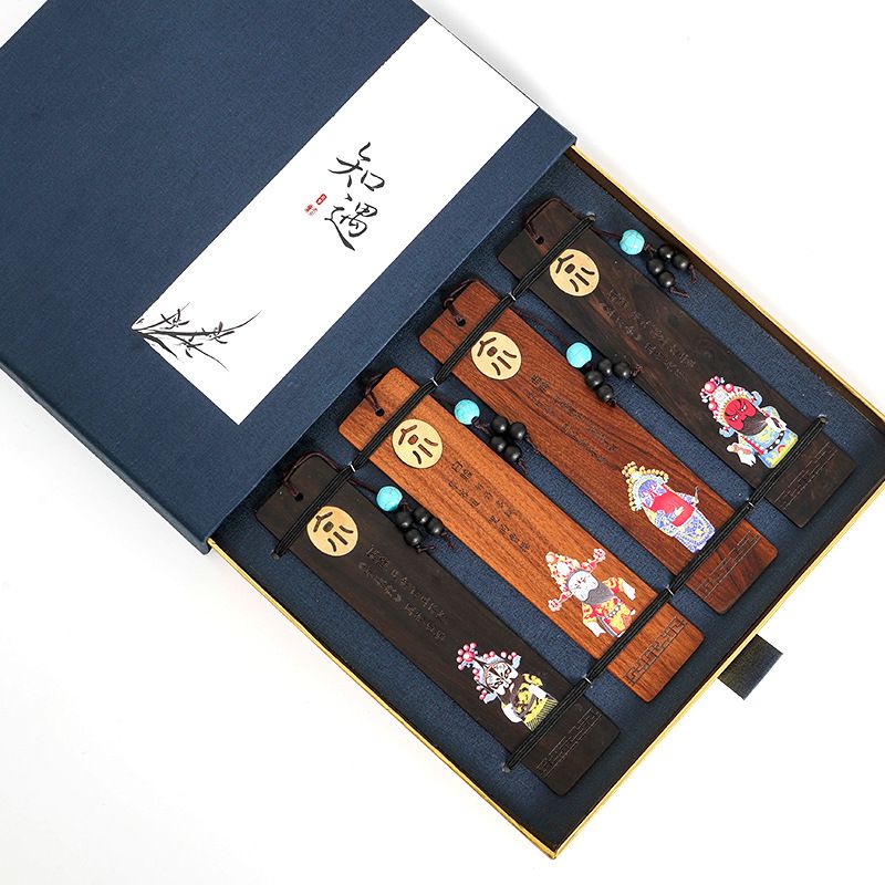 2021芸亭工艺书签系列京剧四件套张飞关羽