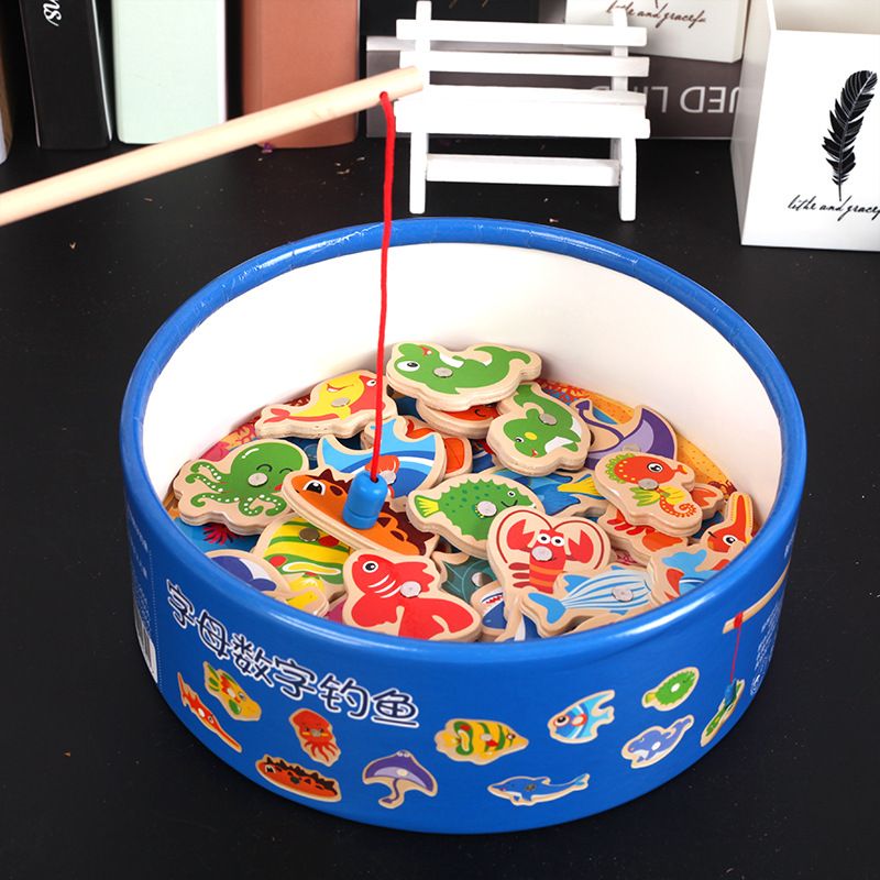 Bucket scene, double-bar ocean fishing, letter fish, children's educational toys, boys' and girls' early education, one-piece consignment Specification image