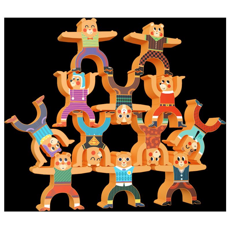 Bear Jenga children's educational toy balanced wooden acrobatic Hercules DIY change clothes folding Rohan blocks