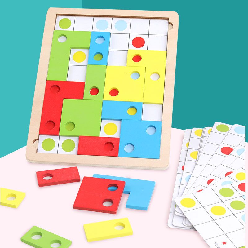 Tetris puzzle building blocks for young children benefit intellectual development 2-3-4-6 years old boys and girls toys