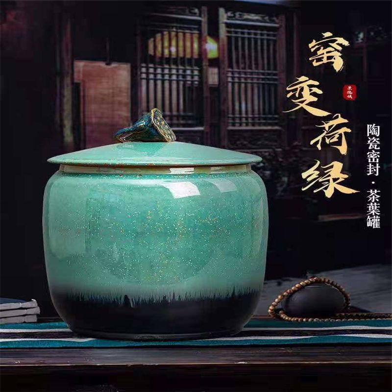 宜兴大号紫砂茶叶罐普洱密封复古茶缸存储陶瓷罐家用醒茶散茶饼罐23