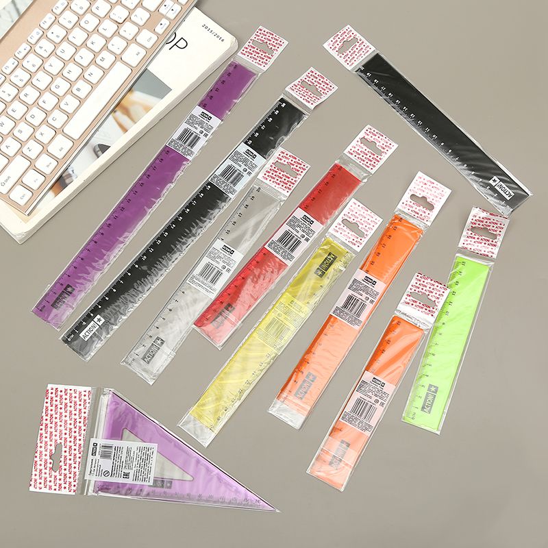 High-end rulers, fluorescent candy-colored rulers, school supplies, ruler factory, foreign trade inventory processing Specification image