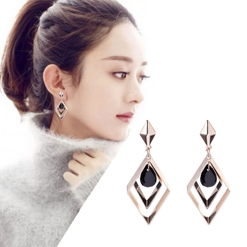 耳环长款个性气质欧美复古夸张斑马纹几何耳饰2021年新款潮耳坠女