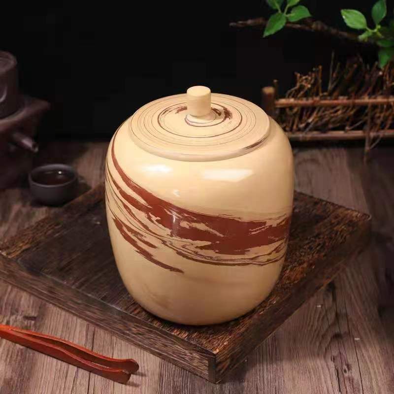 裕星宜兴紫砂茶叶罐 普洱茶罐提梁醒茶罐茶盒密封存储罐柑普茶罐19
