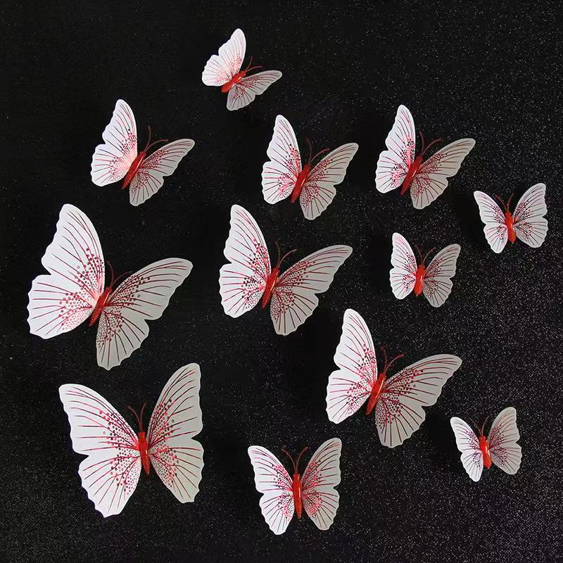 Double-layer butterfly magnet decorative magnetic sticker butterfly set, 12 pieces of creative butterfly stickers