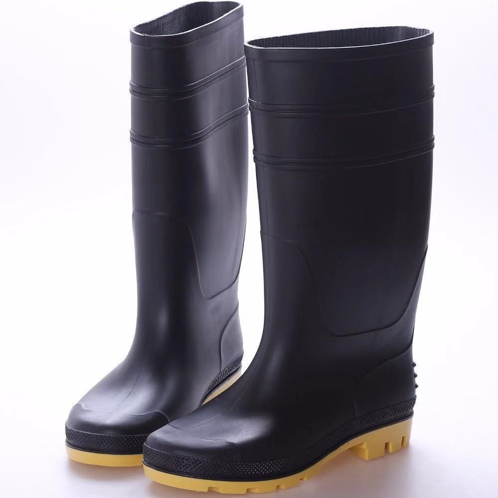 防水防滑防油脂耐化学性普通款黑面黄底轻便雨鞋