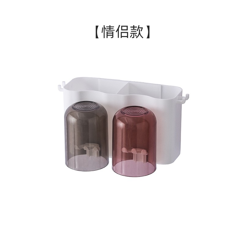 透明牙刷架卫生间牙刷收纳盒套装置物架牙杯漱口杯带牙膏器详情图1