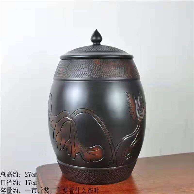 紫砂茶叶罐半斤装小号防潮密封罐手工家用普洱散茶高端存储罐空罐16