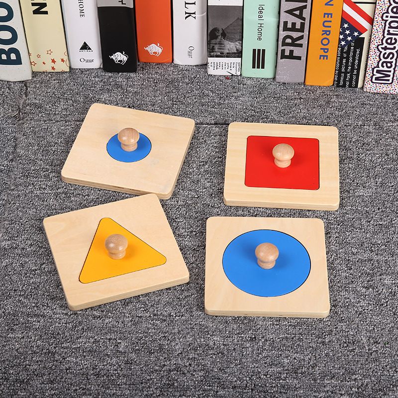 Montessori early childhood teaching AIDS jigsaw Montessori geometric panel Wooden shape claw board toy thumbnail