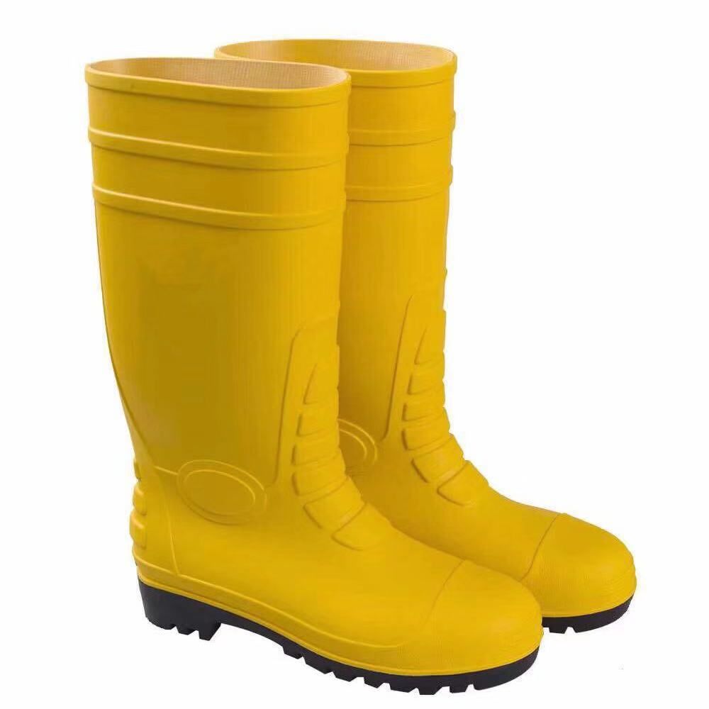 防水防滑防油脂耐化学性双钢(钢头钢底)加固款黄面黑底雨鞋产品图
