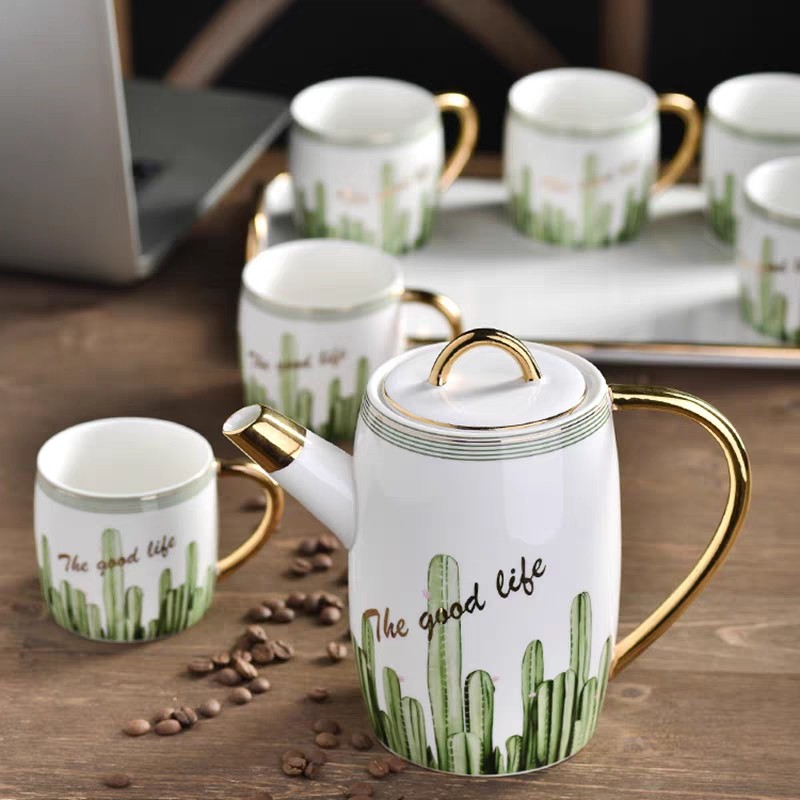 Ceramic water sets, light luxury Nordic-style coffee sets, home living room tea sets, cups, single cups, cold water kettles, ceramic cups, ceramic teapots, trays detail image 9