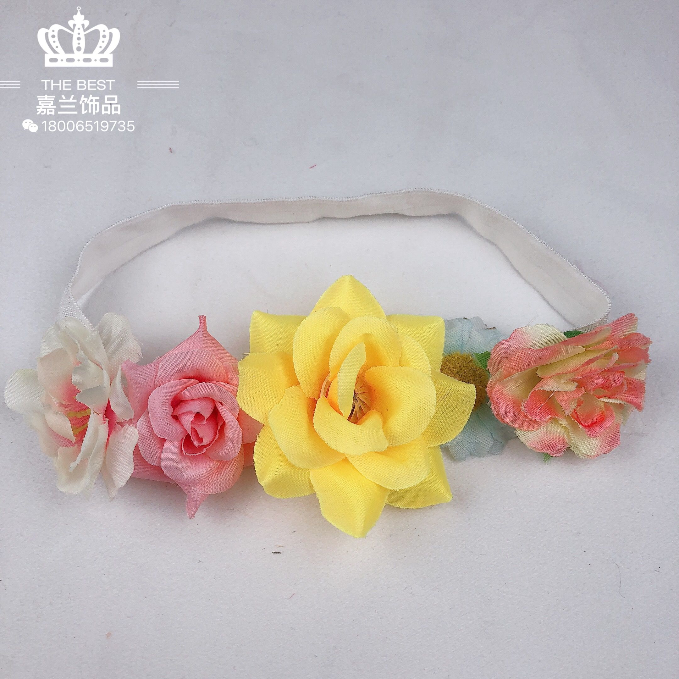 Jialan Korean children's hair accessories, newborn lace hair bands, three-dimensional flower baby headwear, elastic baby headwear, princess, so cute