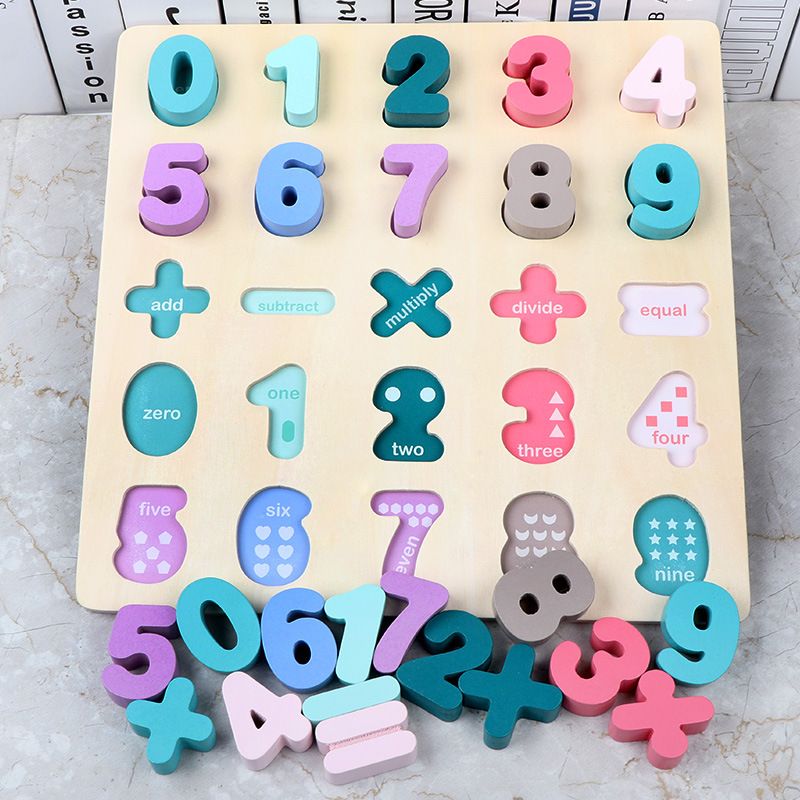 Factory direct sales of wooden digital letter shape recognition hand-grabbed boards for children, baby jigsaw puzzle boards and early education toys