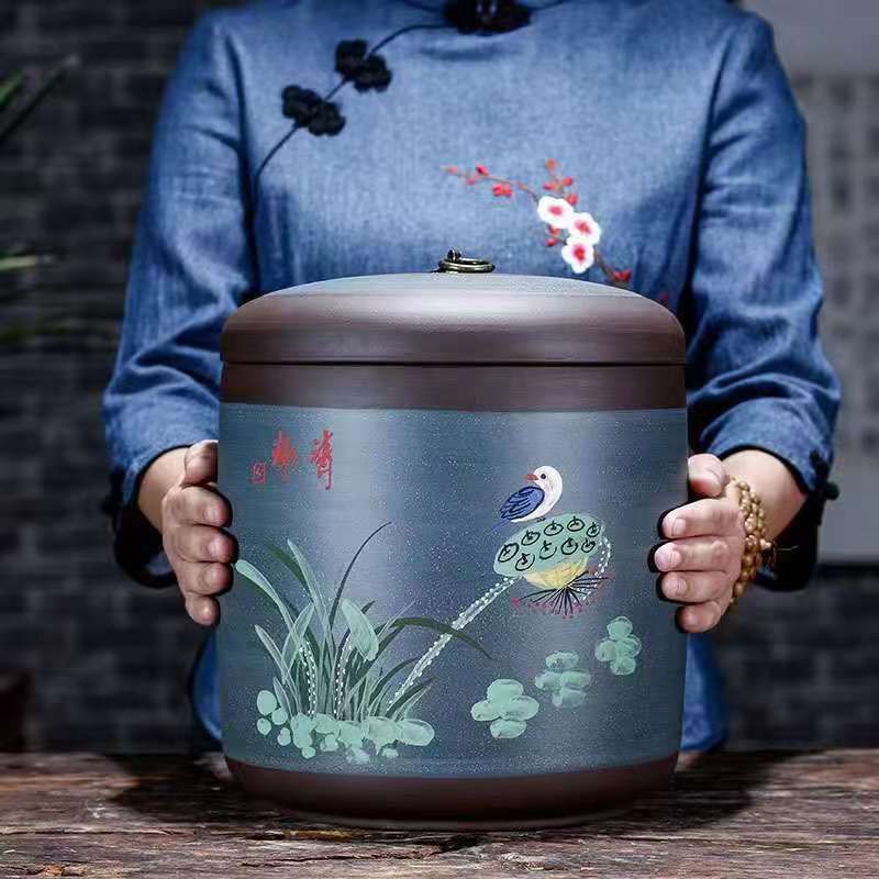 正宗精品大号紫砂茶叶罐七子饼普洱茶饼存储白茶黑茶密封罐收藏级28