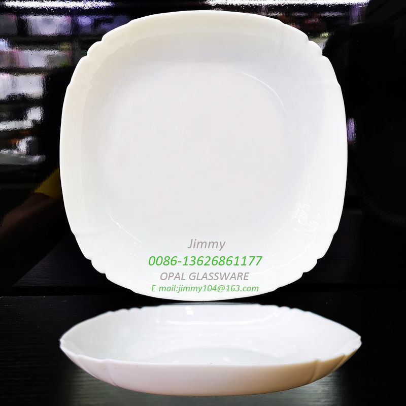 Yiwu Good Goods White Jade Glass 8.5-inch soup plate 8.5’soup Plate-Opal glassware