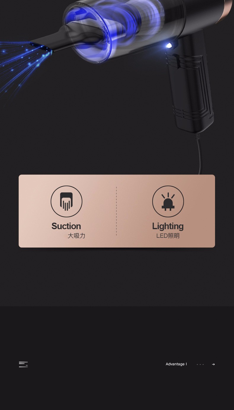 Automotive supplies: Dry and wet dual-purpose cordless car vacuum cleaner, high-power car vacuum cleaner with light, wired detail image 5
