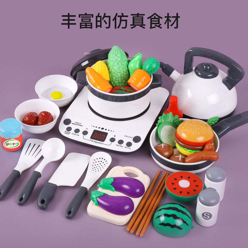 Cross-border Korean sound and light spray circulating water outlet kitchen toys children's house play wooden cooking toys experience hall
