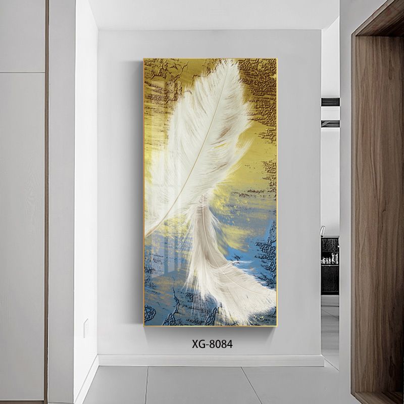 入户玄关装饰画轻奢晶瓷画客厅走廊过道壁画竖版现代简约玄幻挂画细节图
