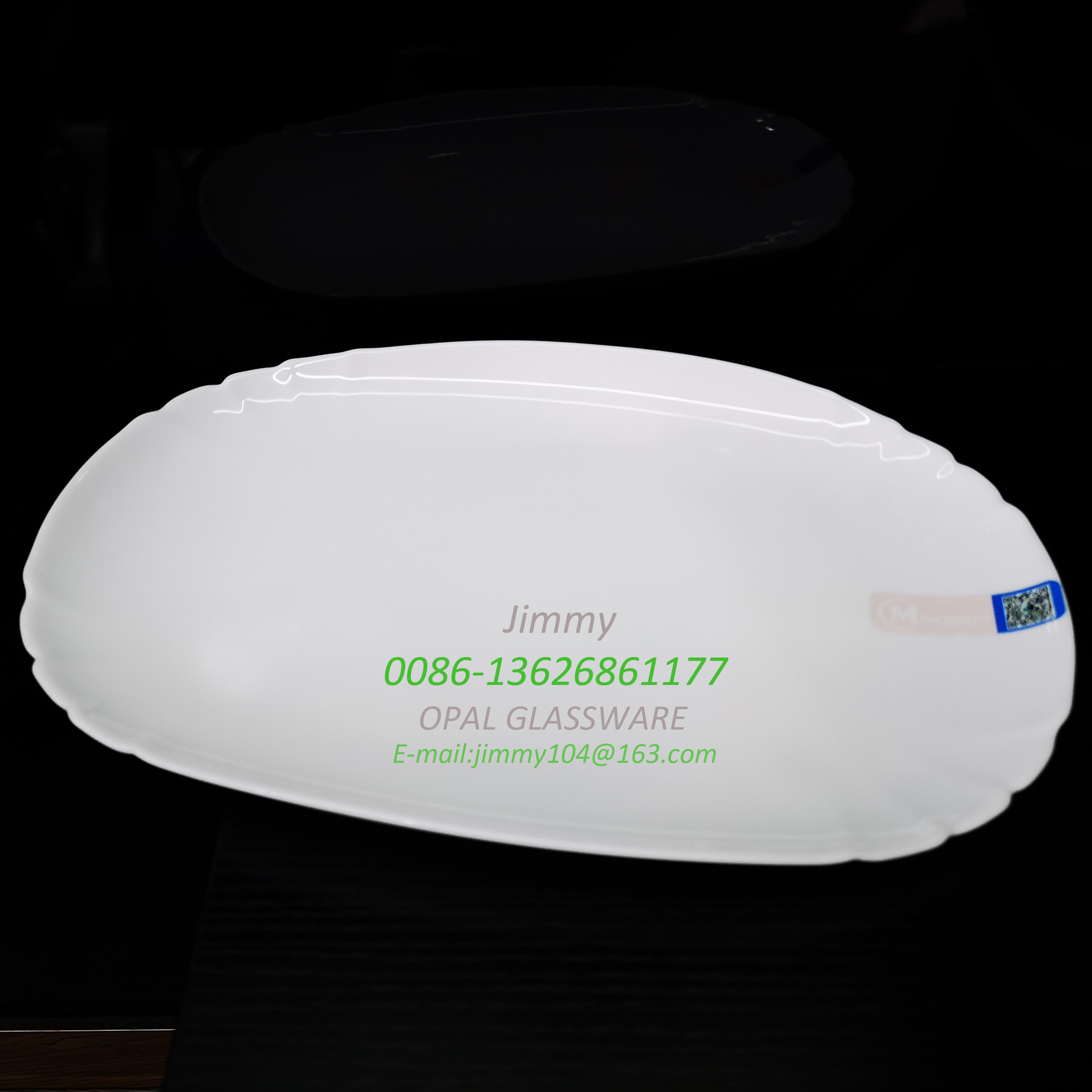 义乌好货白玉玻璃鱼盘14寸腰盘 14' oval plate-opal ware详情图1