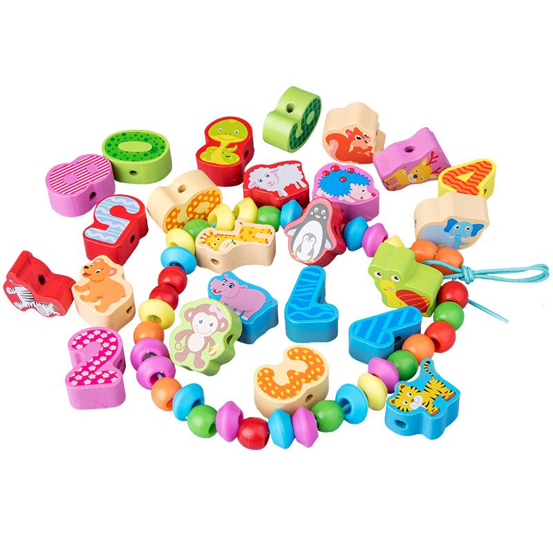 Wholesale children's early education puzzle beading toys Environmental protection water paint digital animal alphabet traffic early education puzzle beading