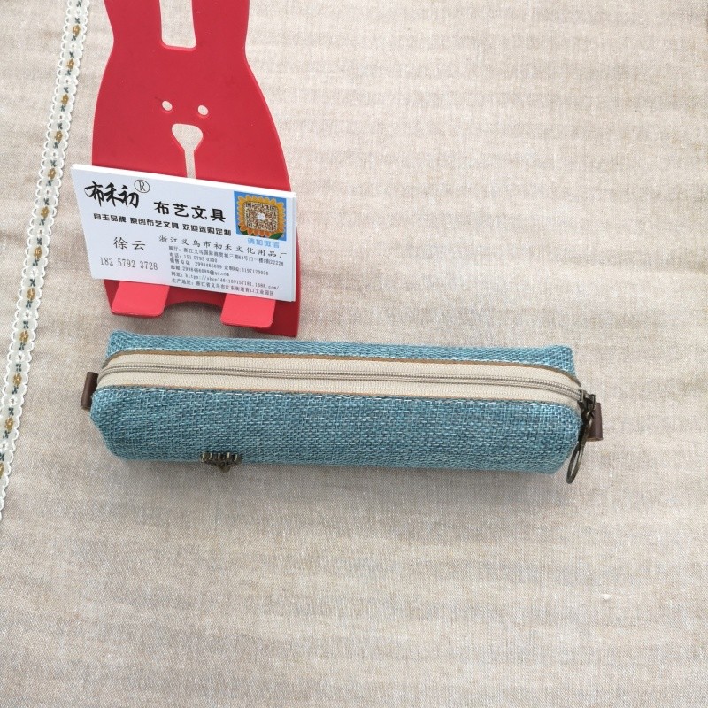 布禾初办公文化学习文具笔袋 新款许愿树仿麻方包方形笔袋学生文具袋收纳袋Pencil bag详情图5
