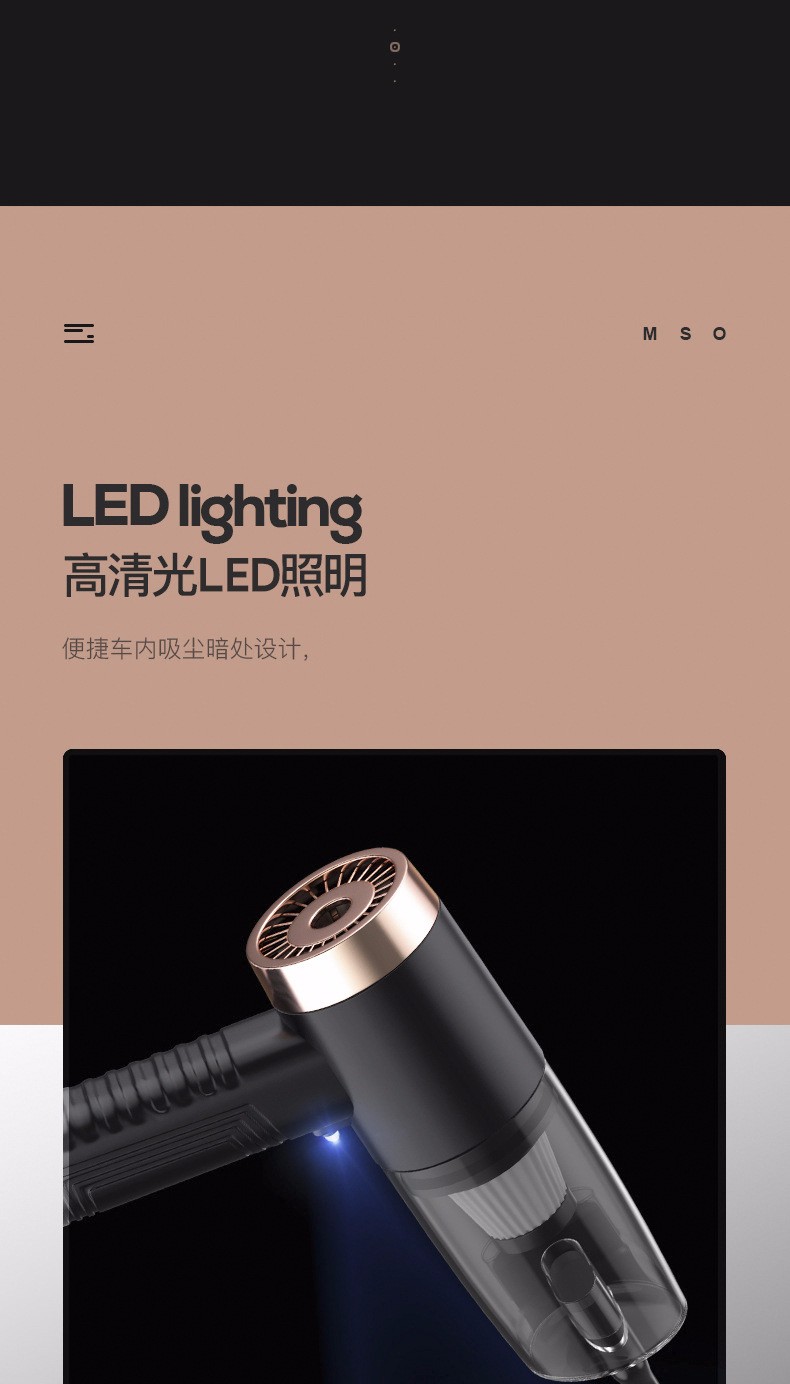 Automotive supplies: Dry and wet dual-purpose cordless car vacuum cleaner, high-power car vacuum cleaner with light, wired detail image 10