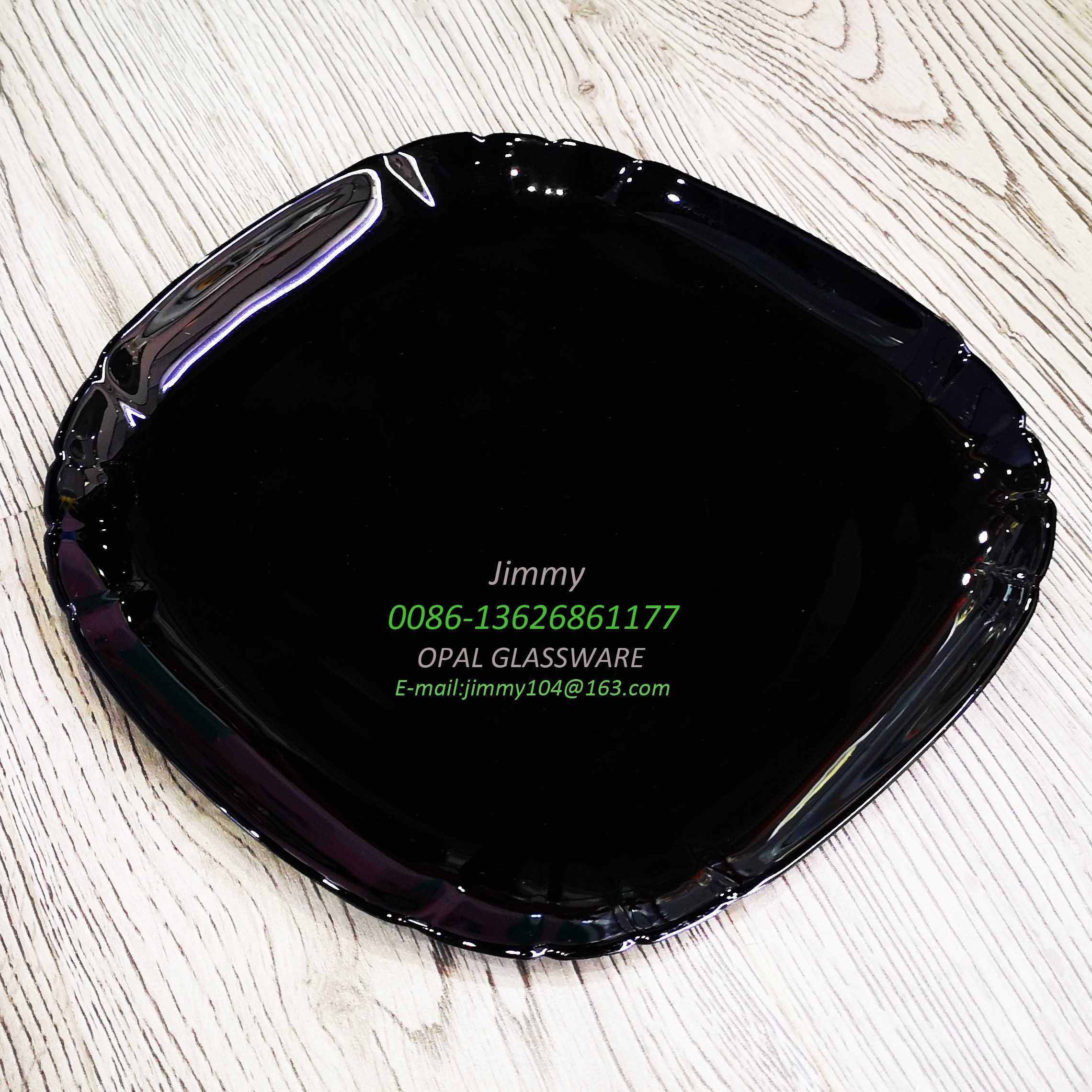 义乌好货白玉玻璃8.5寸平盘黑料 8.5' flat plate-black opalware详情图1