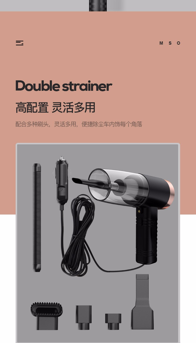 Automotive supplies: Dry and wet dual-purpose cordless car vacuum cleaner, high-power car vacuum cleaner with light, wired detail image 15