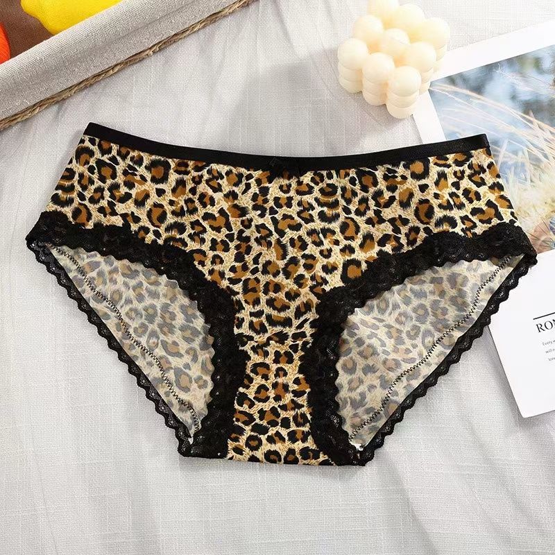 Summer New Night Wonderful Sexy Mesh Lace Leopard Print Floral Underwear Ultra Thin Soft Cotton Crotch Shorts Female 66