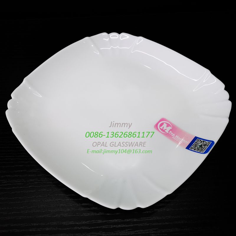 义乌好货白玉玻璃盘10.5寸平盘 10.5' flat plate-opal glassware