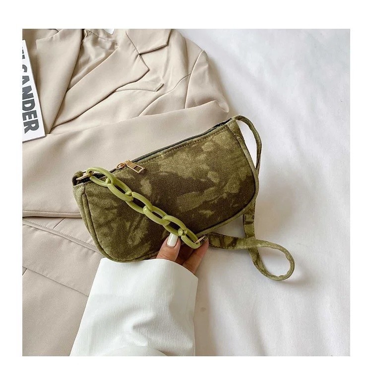 2021 Fashion New Shoulder Acrylic Chain Stitching Armpit Bag Trend Tie-Dye Bag Handbag undefined