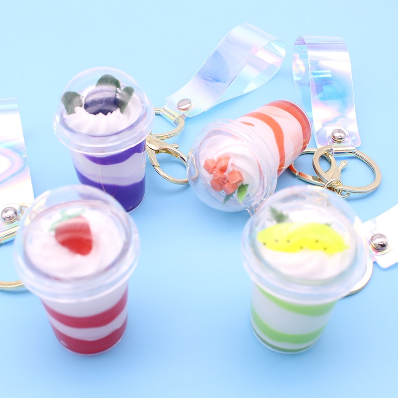 Ice cream milk Tea series key chain cup three piece set key chain mix 148