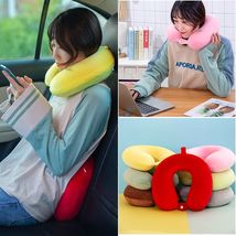 新款卡通颈枕U型颈椎枕头纯色弹力水晶绒面料颈枕热销生日礼物2021热销亚马逊