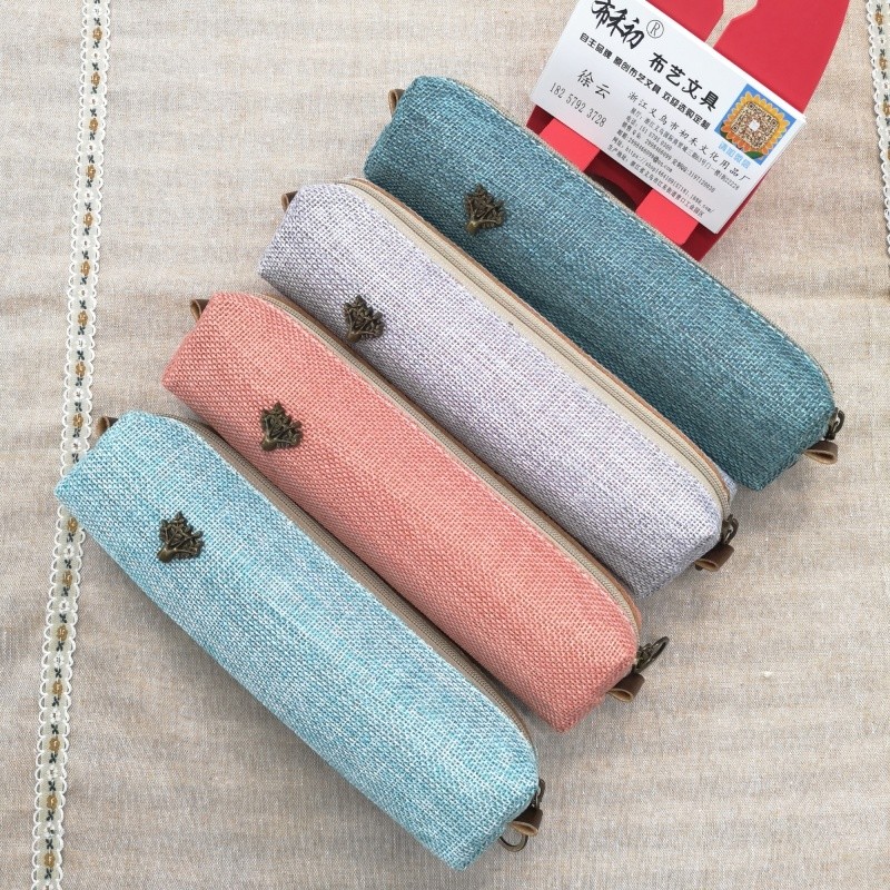 布禾初办公文化学习文具笔袋 新款许愿树仿麻方包方形笔袋学生文具袋收纳袋Pencil bag详情图1