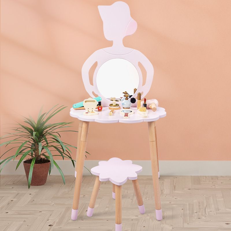 跨境木制简约女孩化妆台女宝宝榉木梳妆台儿童过家家益智亲子玩具