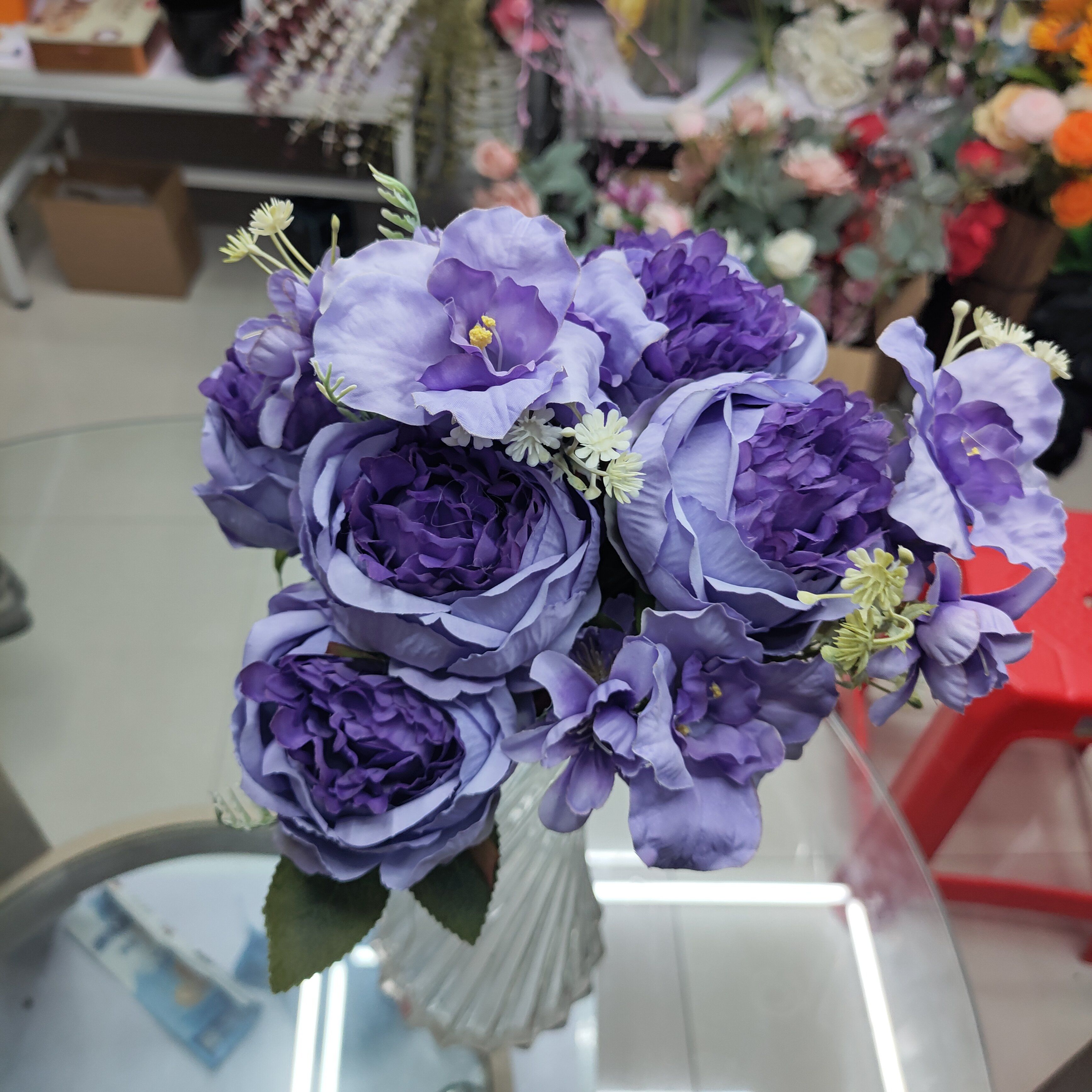 Yiwu Chengyu Artificial Flower 11-head small tea rose purple