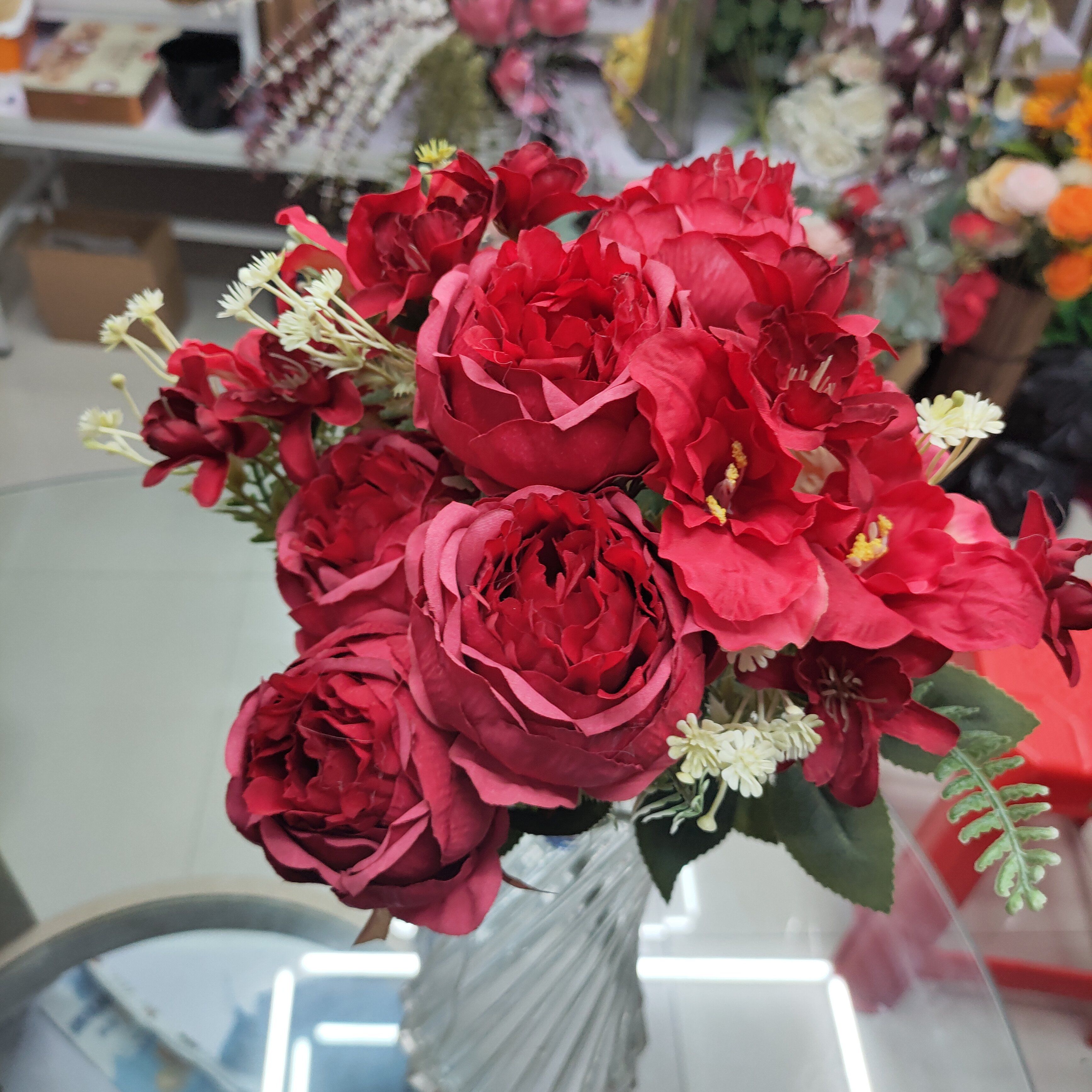 Yiwu Chengyu Artificial Flower 11-head small tea rose red