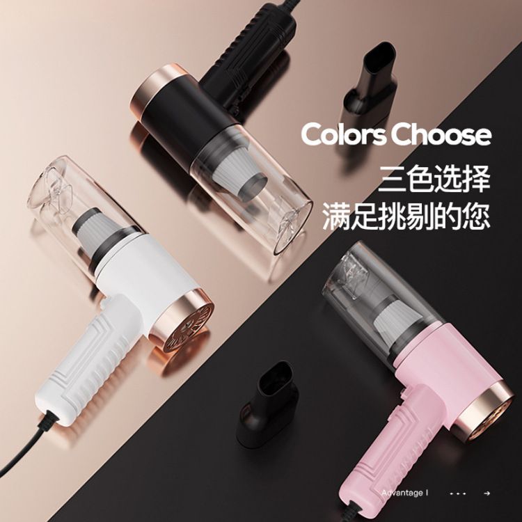 Automotive supplies: Dry and wet dual-purpose cordless car vacuum cleaner, high-power car vacuum cleaner with light, black wired