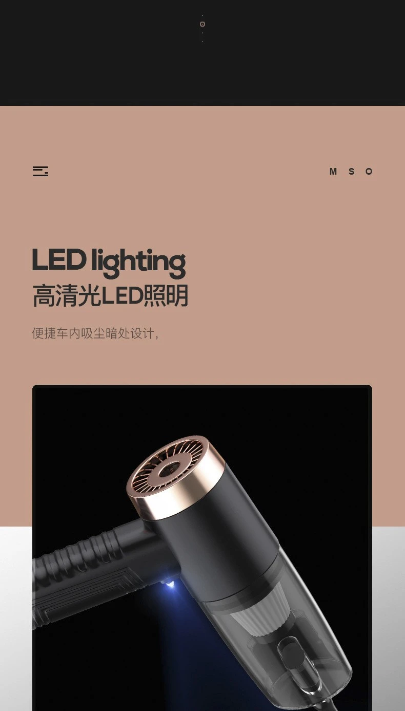 Automotive supplies: Dry and wet dual-purpose cordless car vacuum cleaner, high-power car vacuum cleaner with light, black wired detail image 8