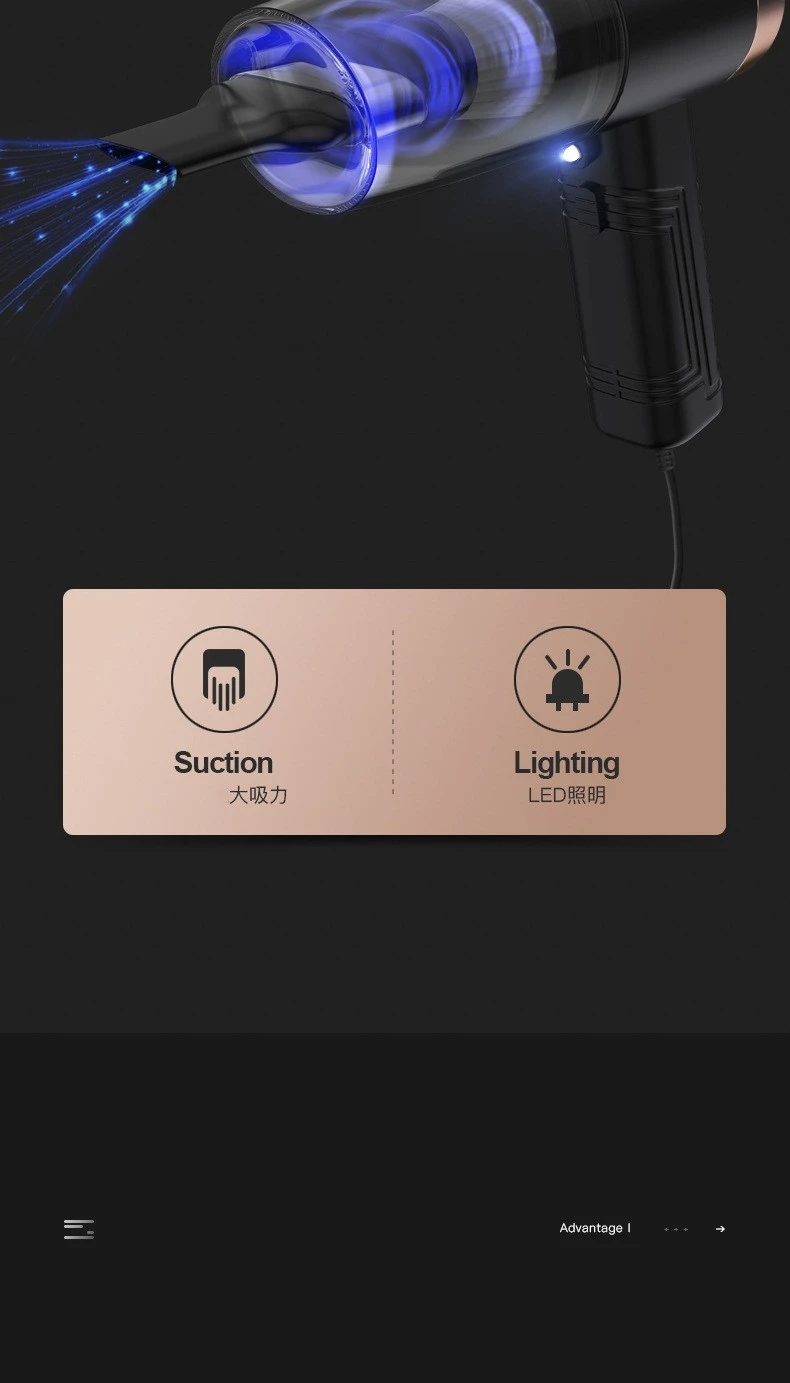 Automotive supplies: Dry and wet dual-purpose cordless car vacuum cleaner, high-power car vacuum cleaner with light, black wired detail image 4