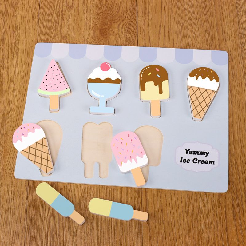 木制儿童仿真过家家美式雪糕冰淇淋板厨房玩具 认知角色扮演木质