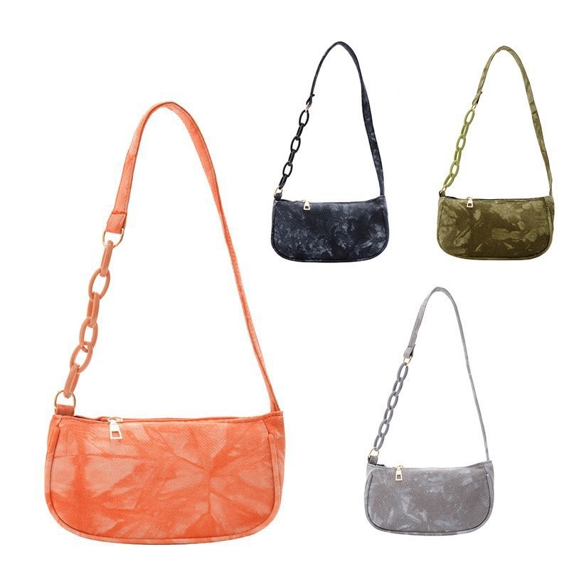 2021 Fashion New Shoulder Acrylic Chain Stitching Armpit Bag Trend Tie-Dye Bag Handbag undefined