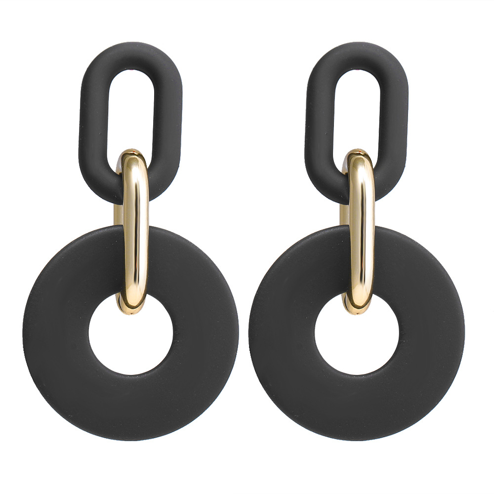 European and American exaggerated geometric chain stud earrings, cross-border new twist pendant trendy earrings EH005 Specification image