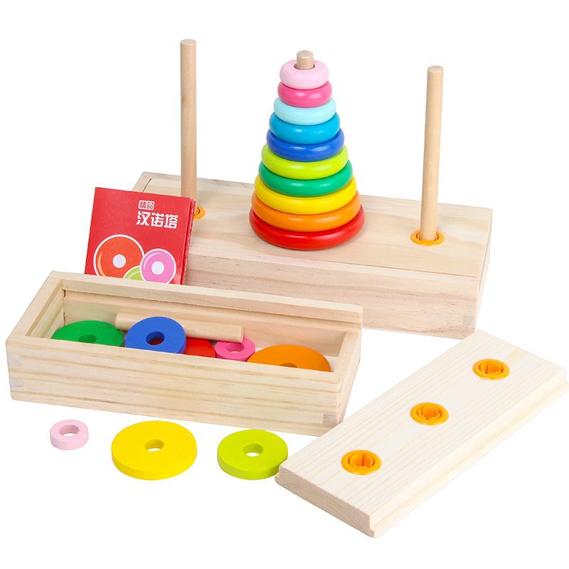 The 10th floor of the Wooden Tower of Hanoi, early education for primary school students, children's intelligence games, logical thinking, and toy river Specification image