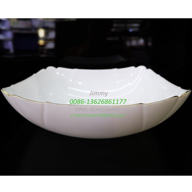 义乌好货白玉玻璃碗描金款6寸汤碗 6' soup bowl-opal glassware