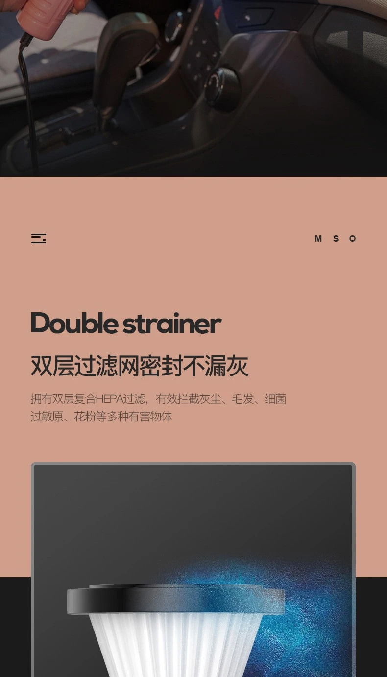 Automotive supplies: Dry and wet dual-purpose cordless car vacuum cleaner, high-power car vacuum cleaner with light, black wired detail image 9