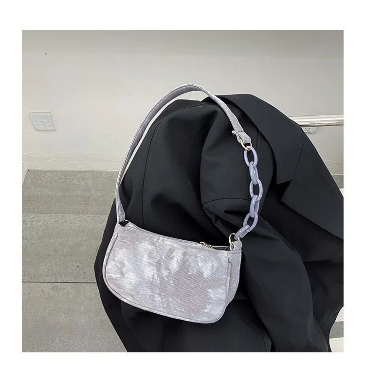 2021 Fashion New Shoulder Acrylic Chain Stitching Armpit Bag Trend Tie-Dye Bag Handbag undefined