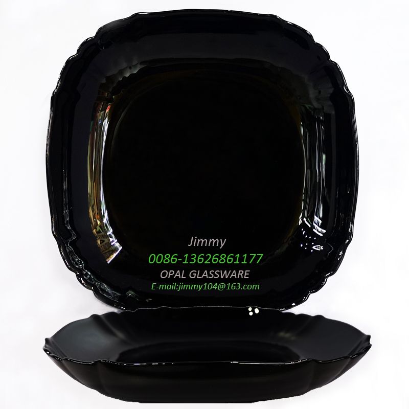 Yiwu Good Goods White Jade Glass 8.5-inch soup plate 8.5’soup Plate-Black opal glassware